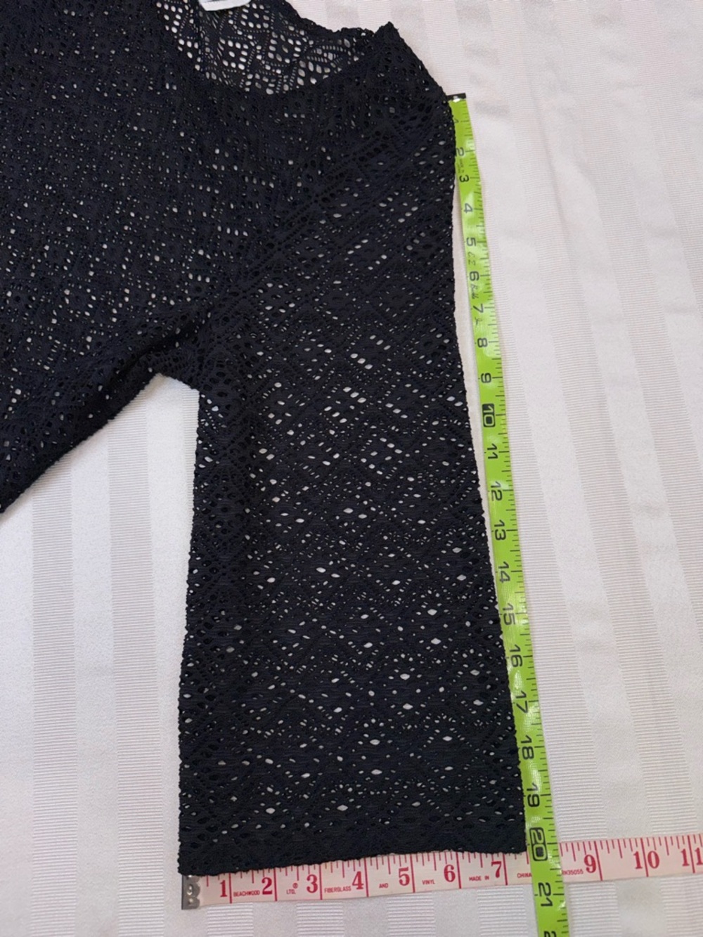 Miraclesuit Black Sheer Mesh Swim Cover-Up Tunic Dress Sz XL 3/4 Sleeves - Picture 10 of 14